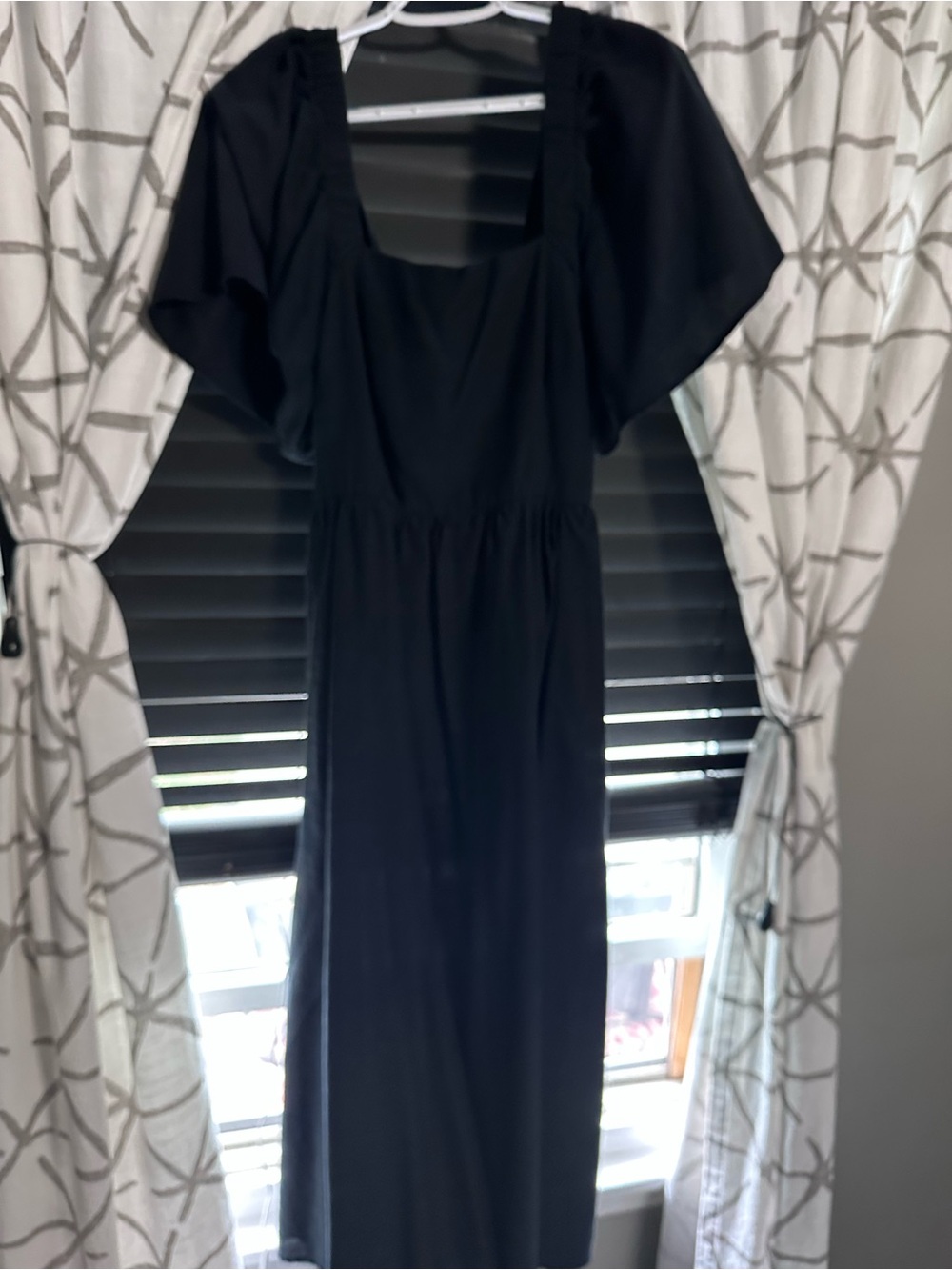 Target Black Maxi Dress with Square Neck and Flutter Sleeves
